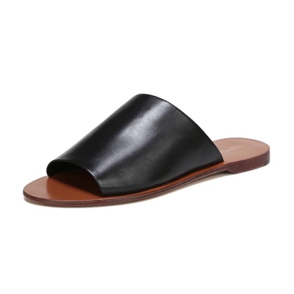 Diane von Furstenberg Barrett Single-Band Flat Slide Sandals in Black Size 5.5 - Picture 1 of 6